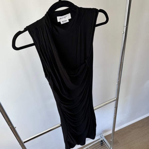 NWOT The Line by K Ayme Dress , Fully lined Ruched Mock Neck in Black Medium - Picture 4 of 4